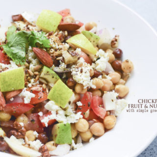 chickpea fruit and nut salad with greek dressing