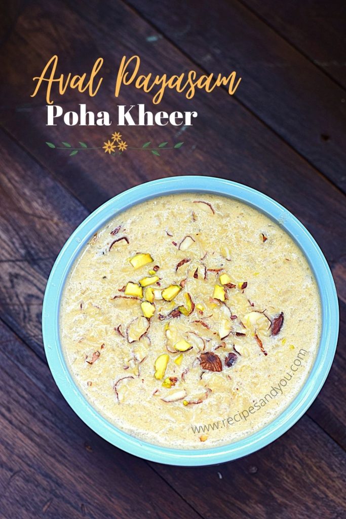 Aval Payasam, Poha Kheer recipe